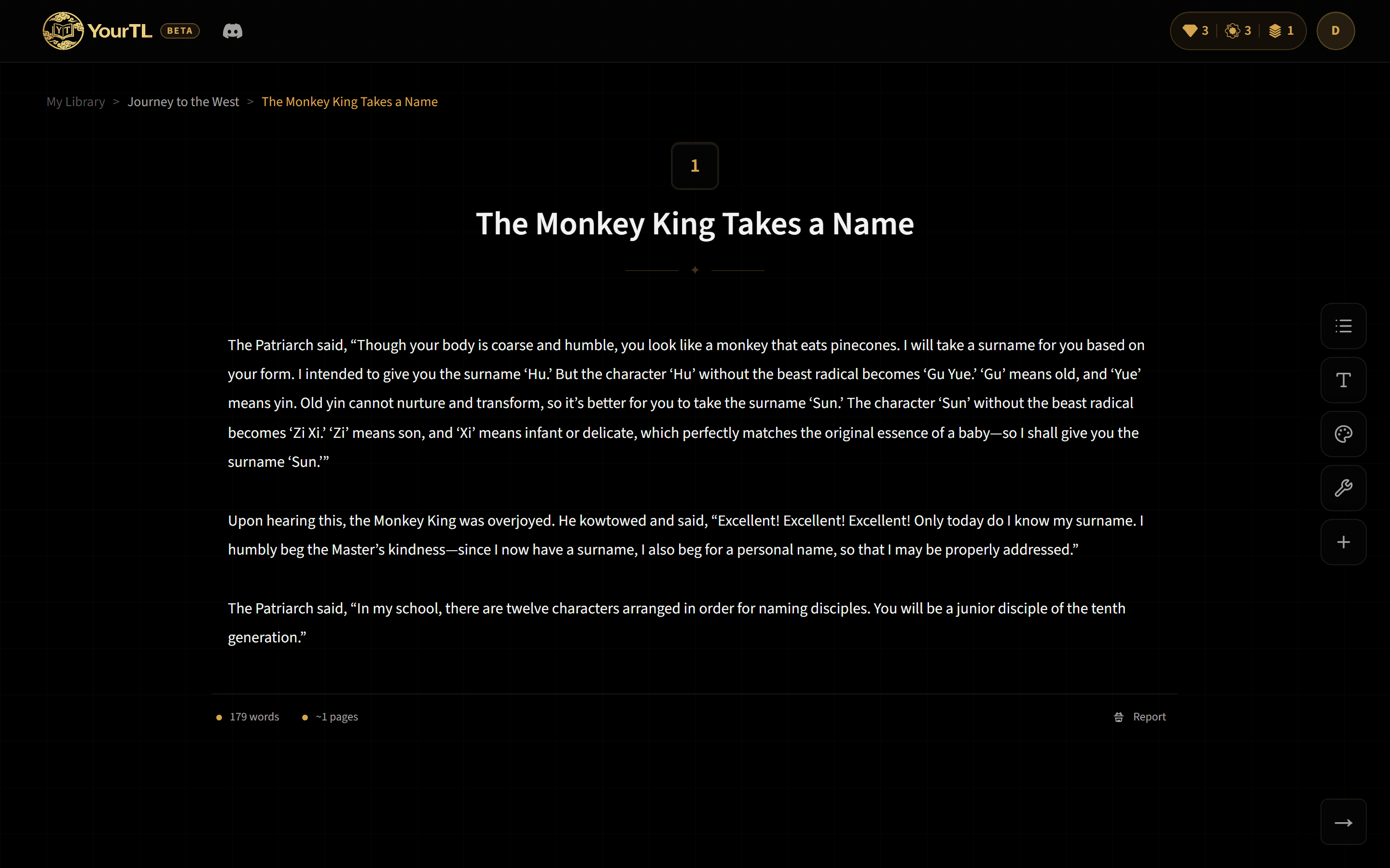 The chapter reader shows a completed translated chapter.